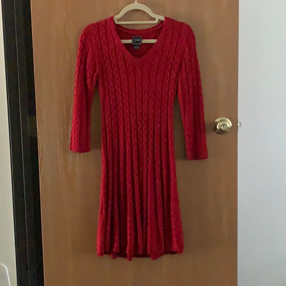 3/4 Sleeve Red Dress